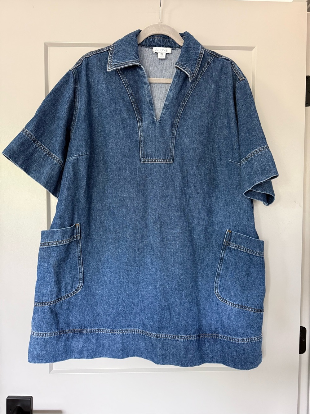 ALIGNE Cora Denim Collared Mini Dress Size 10